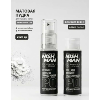 Пудра для волос NISHMAN STYLING REFILLABLE INNOVATIVE SPRAYED POWDER P0 20GR